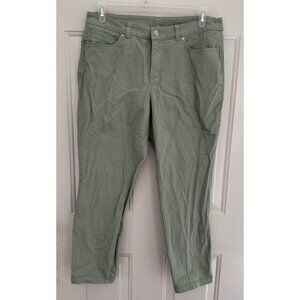 CJ Banks Woman’s Signature Slim Jeans Sz 12 Olive Green Tapered Leg Stretch